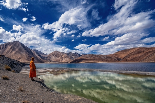 Monk at Pangong Tso Lake